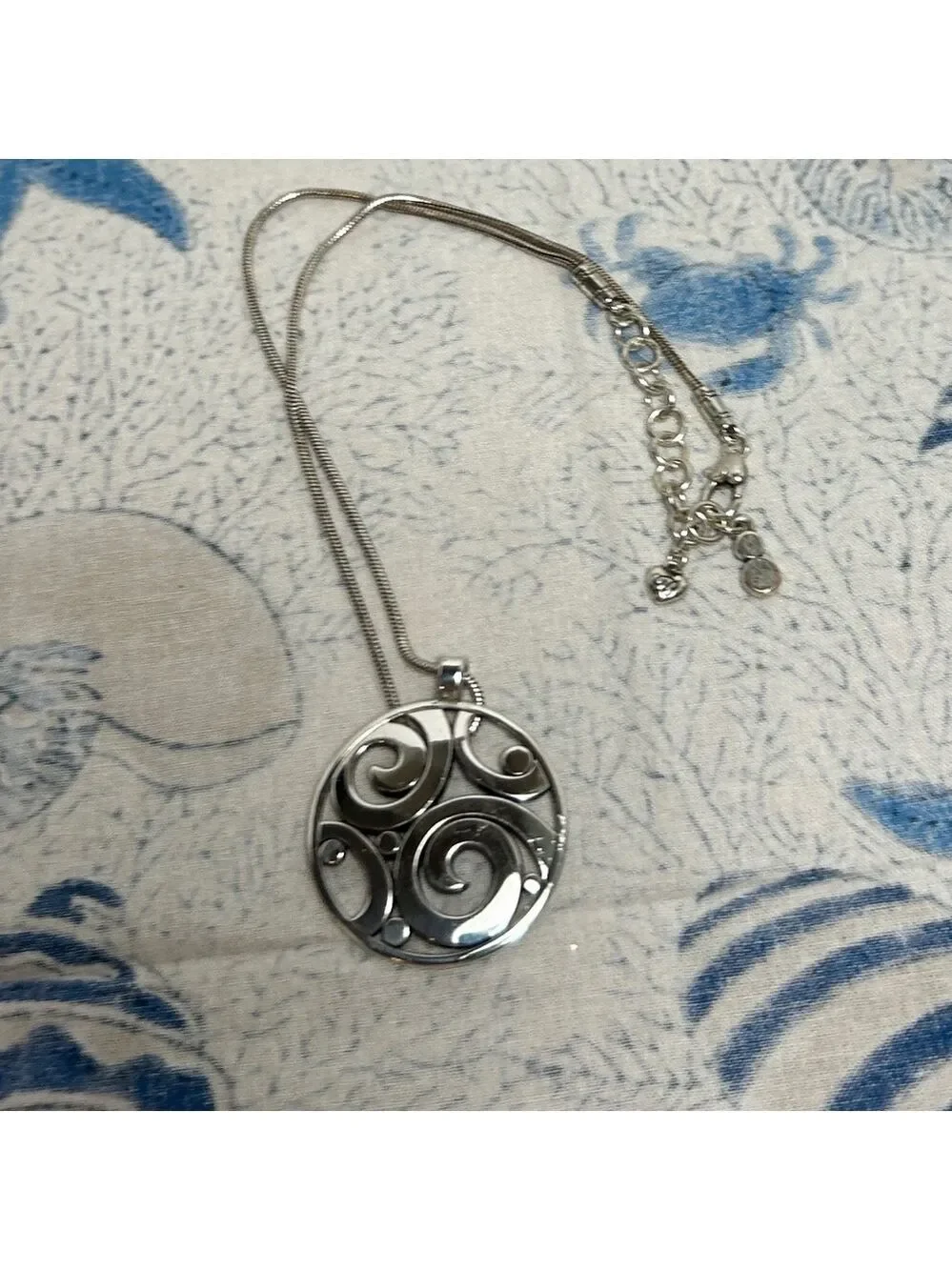 Brighton London Groove Necklace Silver Plated Crystals Swirl Design - Picture 10 of 14